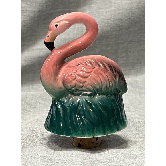 Flamingo Cork Stopper Ceramic Five and Dime Vintage Japan - Picture 1 of 4